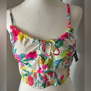 NWT: Salt + Cove Floral Swim Crop Top - Multicolor Size XL